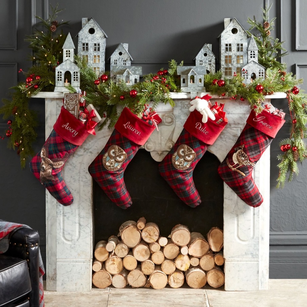 Embellished Jeweled Owl Plaid Christmas Stocking - Pottery Barn - Picture 6 of 6